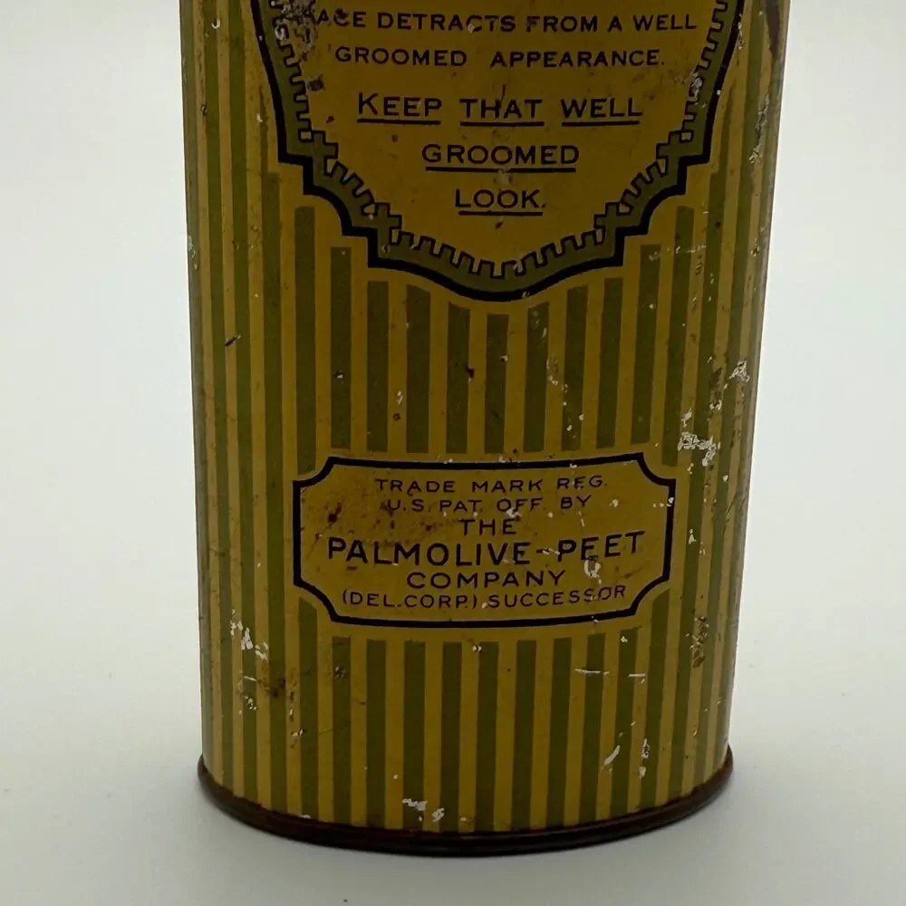 Vintage Palmolive After Shave Talc Powder Tin Can with Product.